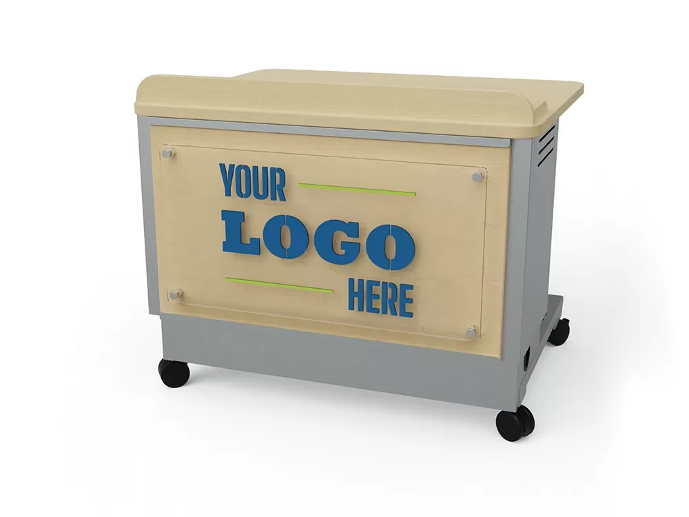 Custom Acrylic Logo Panel - Freedom One eLift Lectern