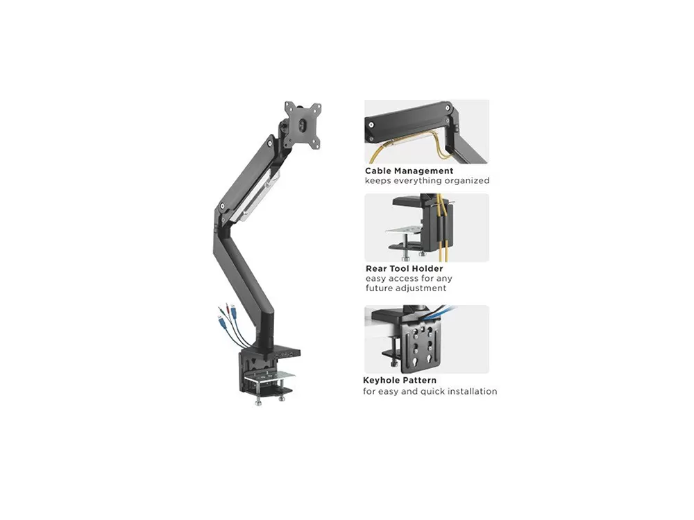 Summit 2233 Single Monitor Arm with USB and Multimedia Ports
